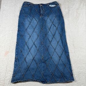 Vintage 90s The Blues Women’s Plus Size Midi Demim Skirt